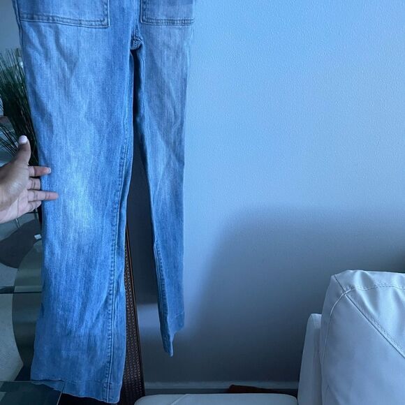 𝅺KENDALL and Kylie confused wash flare leg sold out denim overalls Sz 24 - Picture 5 of 11